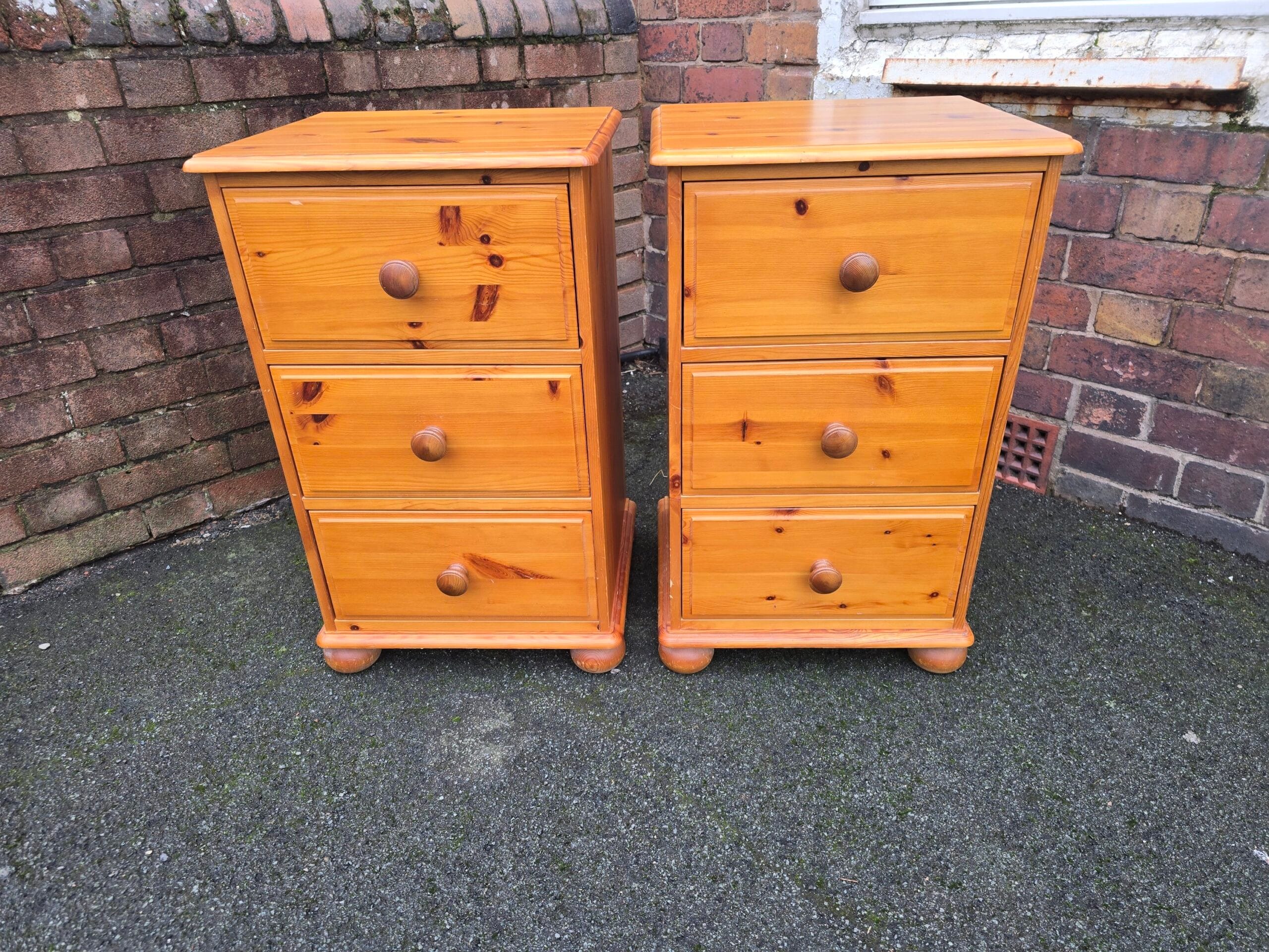 Bedside Drawers – Pair / Solid Pine